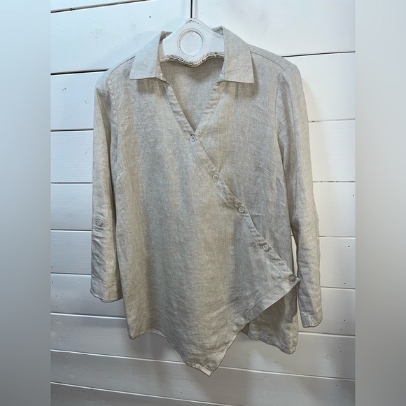 UCHUU MONTRÉAL – Asymmetrical Linen Shirt – Size 1 (Small) - Picture 3 of 11